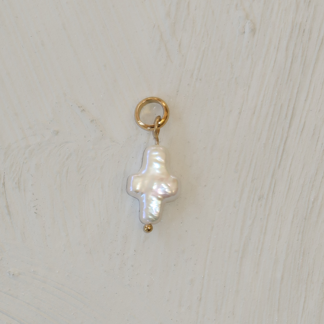 Mini Pearl Cross Charm