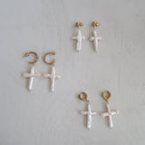 Pearl Cross Earrings