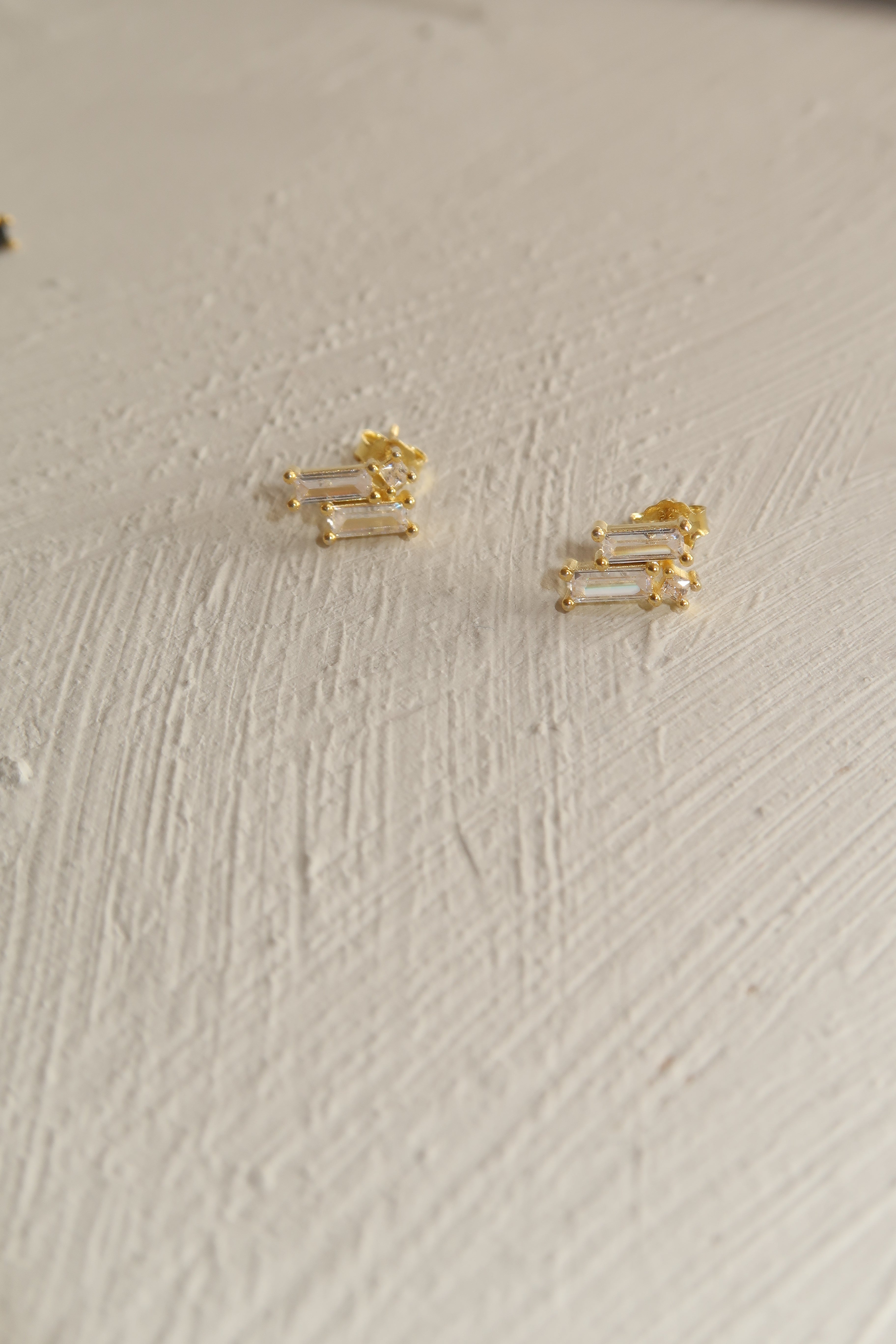 Stacked Baguette Studs