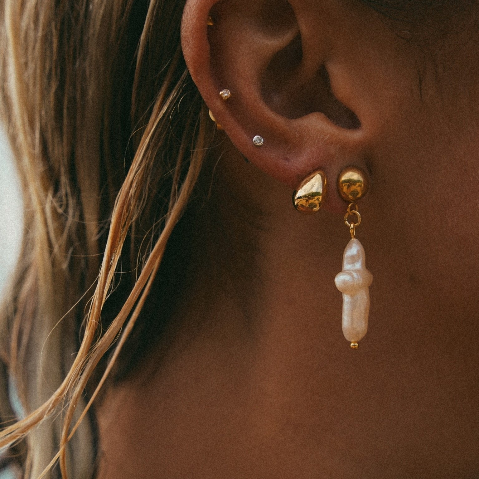 Gold Mini Drop Earrings