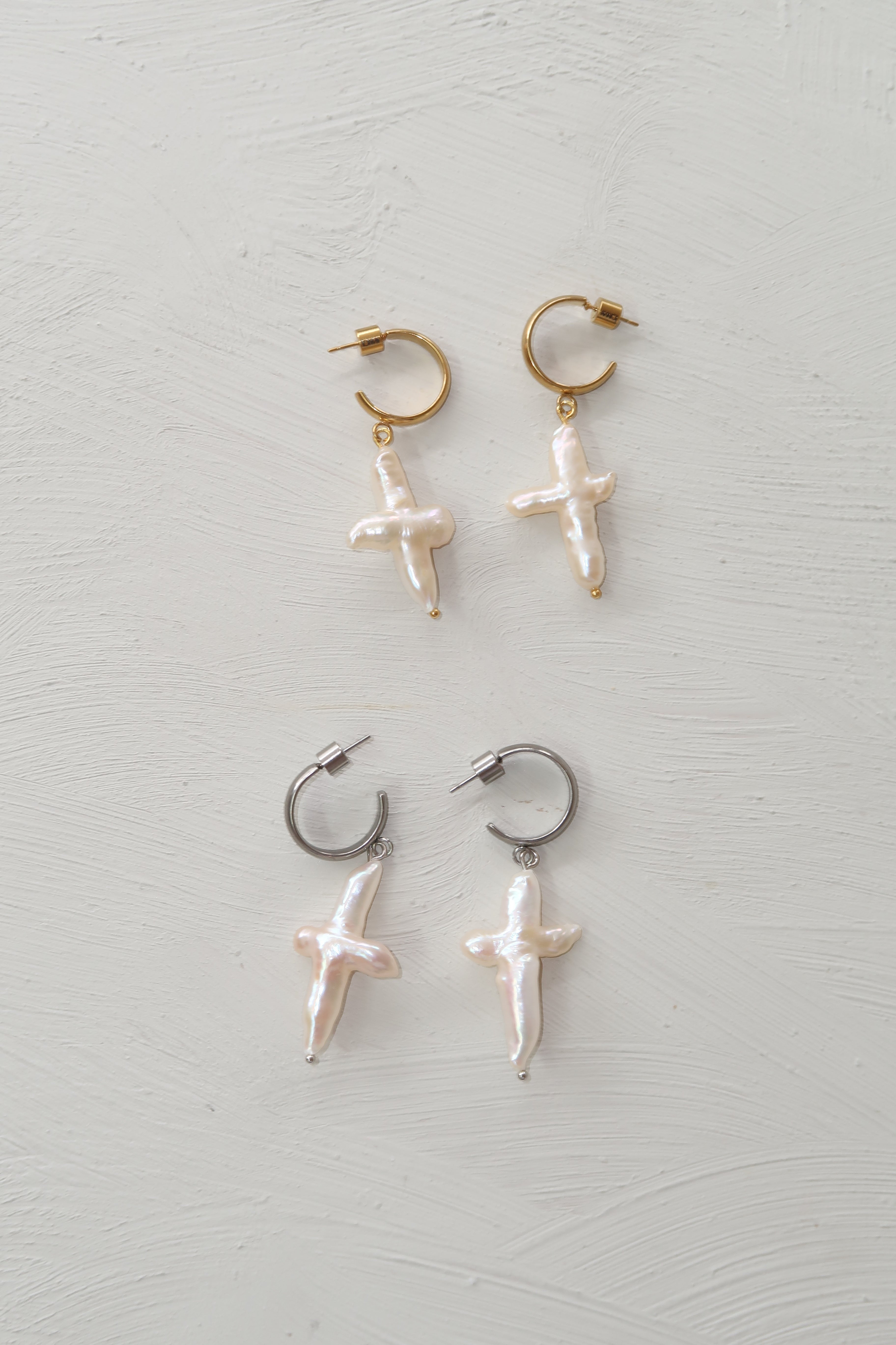 Pearl Cross Earrings