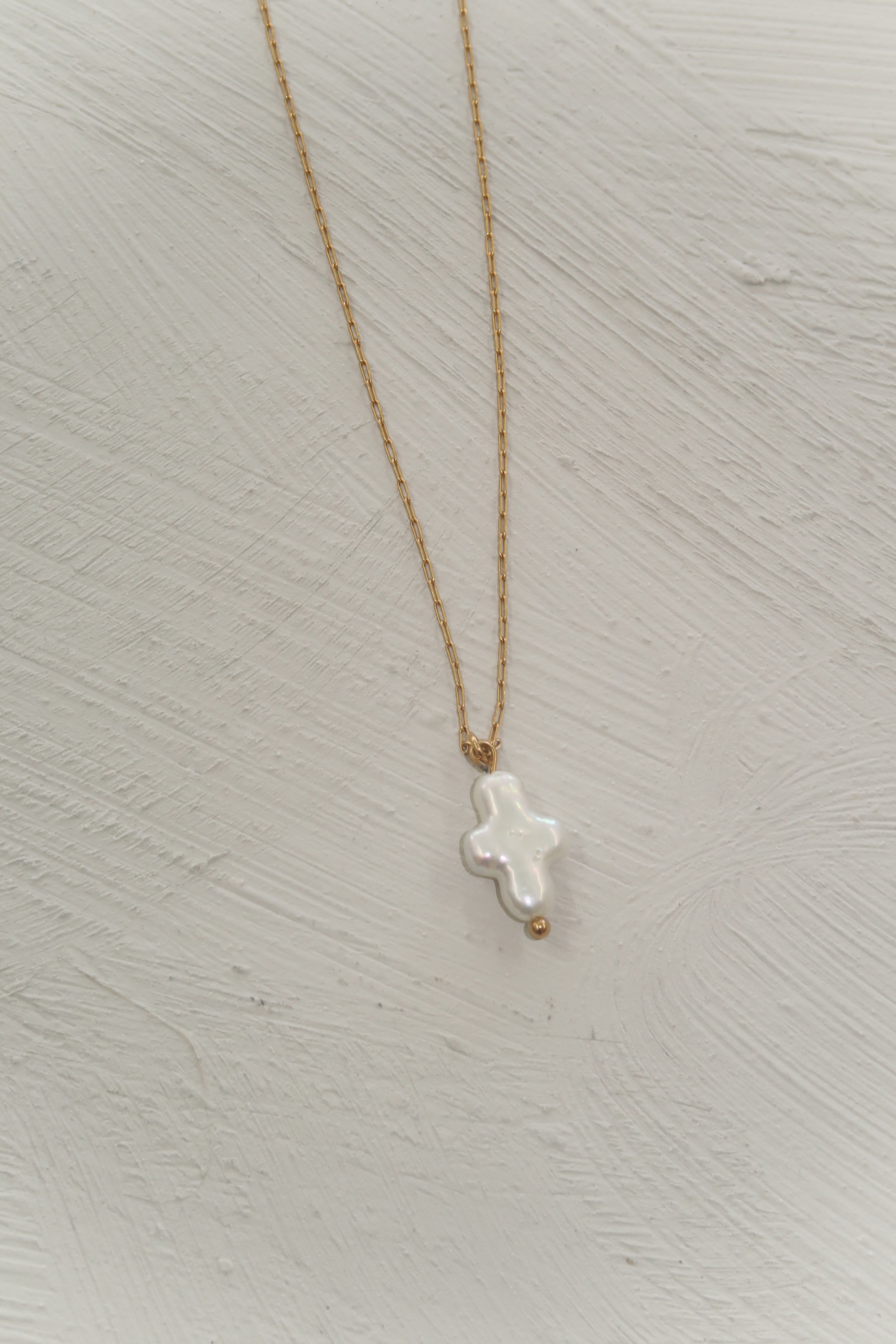 Mini Pearl Cross Necklace