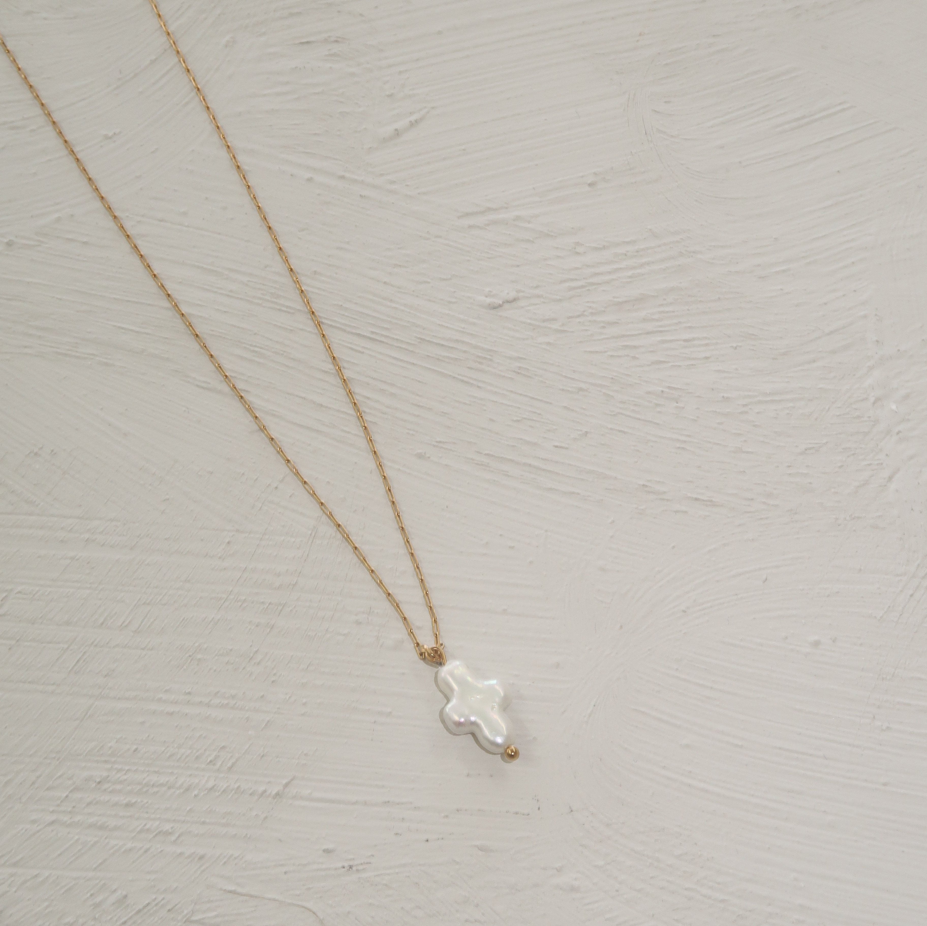 Mini Pearl Cross Necklace