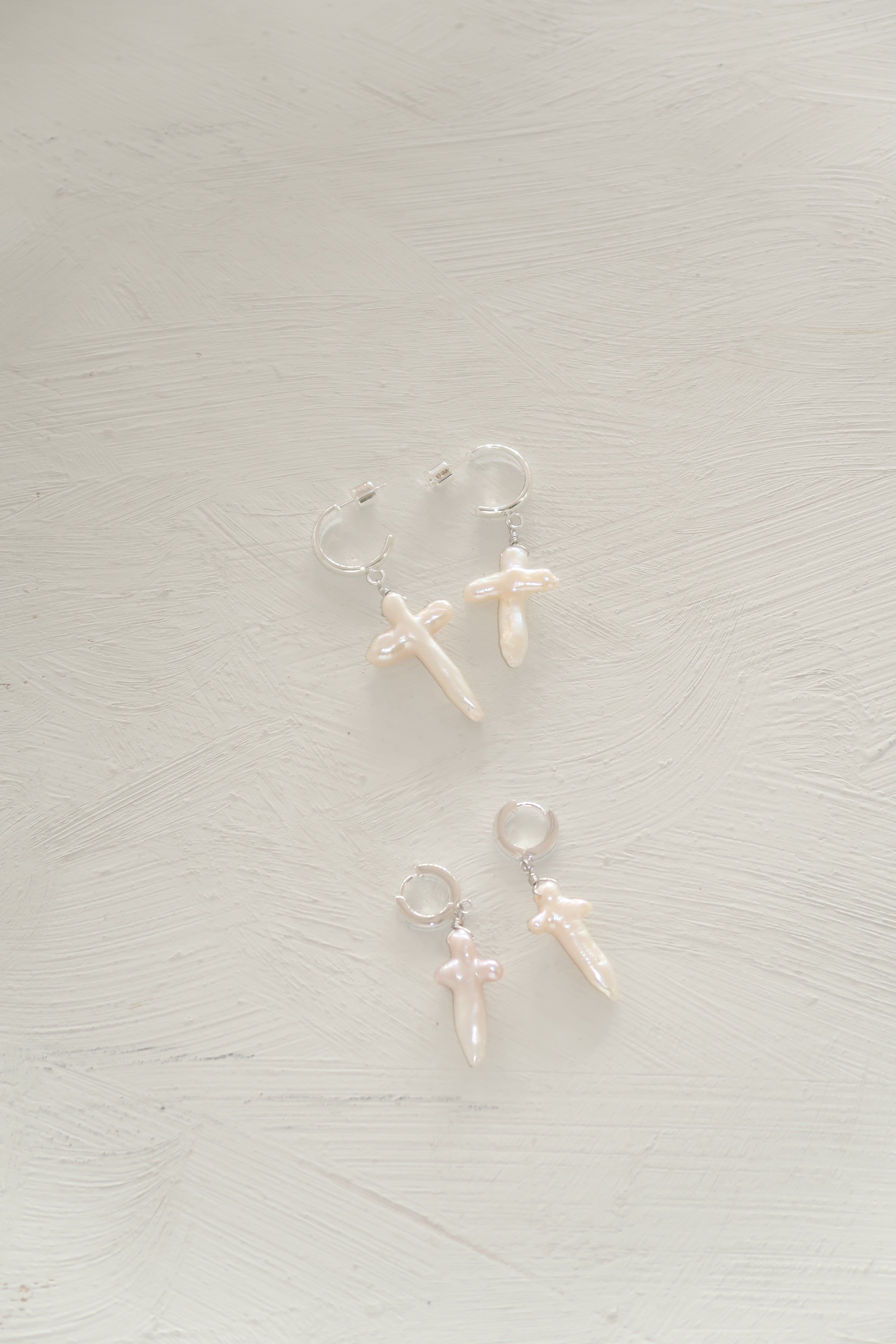 Pearl Cross Earrings