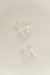 Pearl Cross Earrings