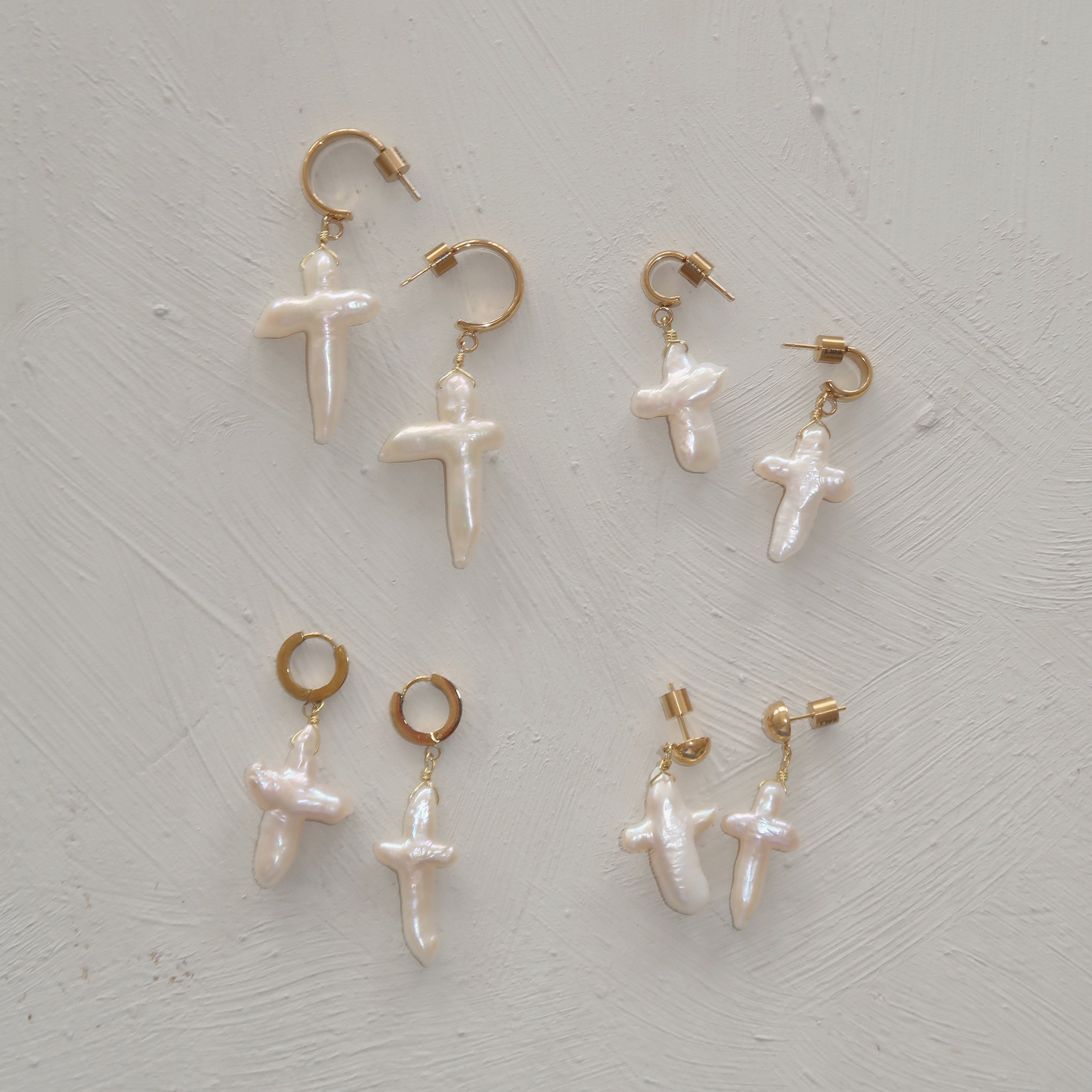 Pearl Cross Earrings