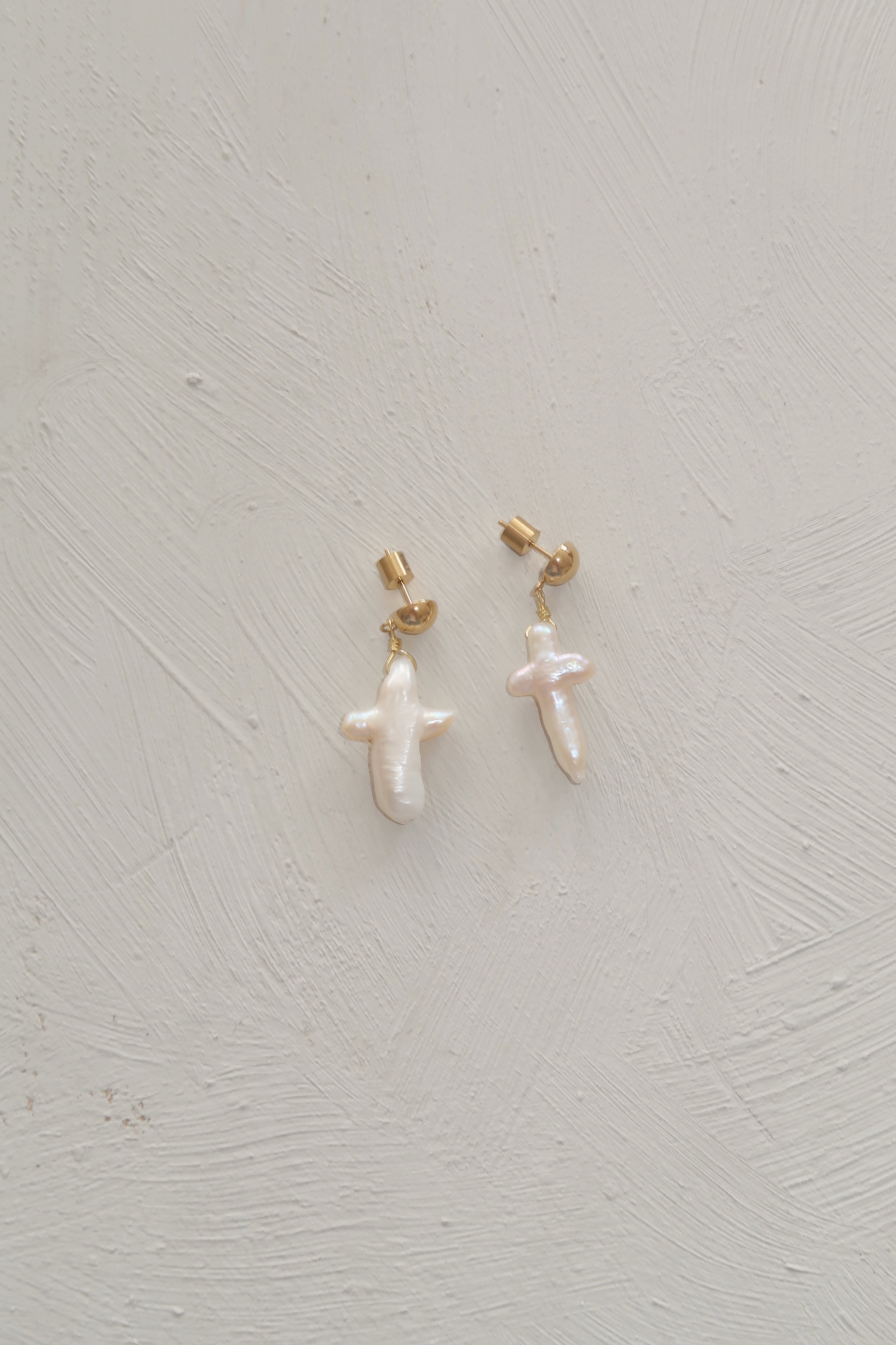 Pearl Cross Earrings