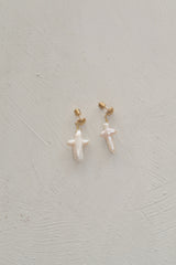 Pearl Cross Earrings