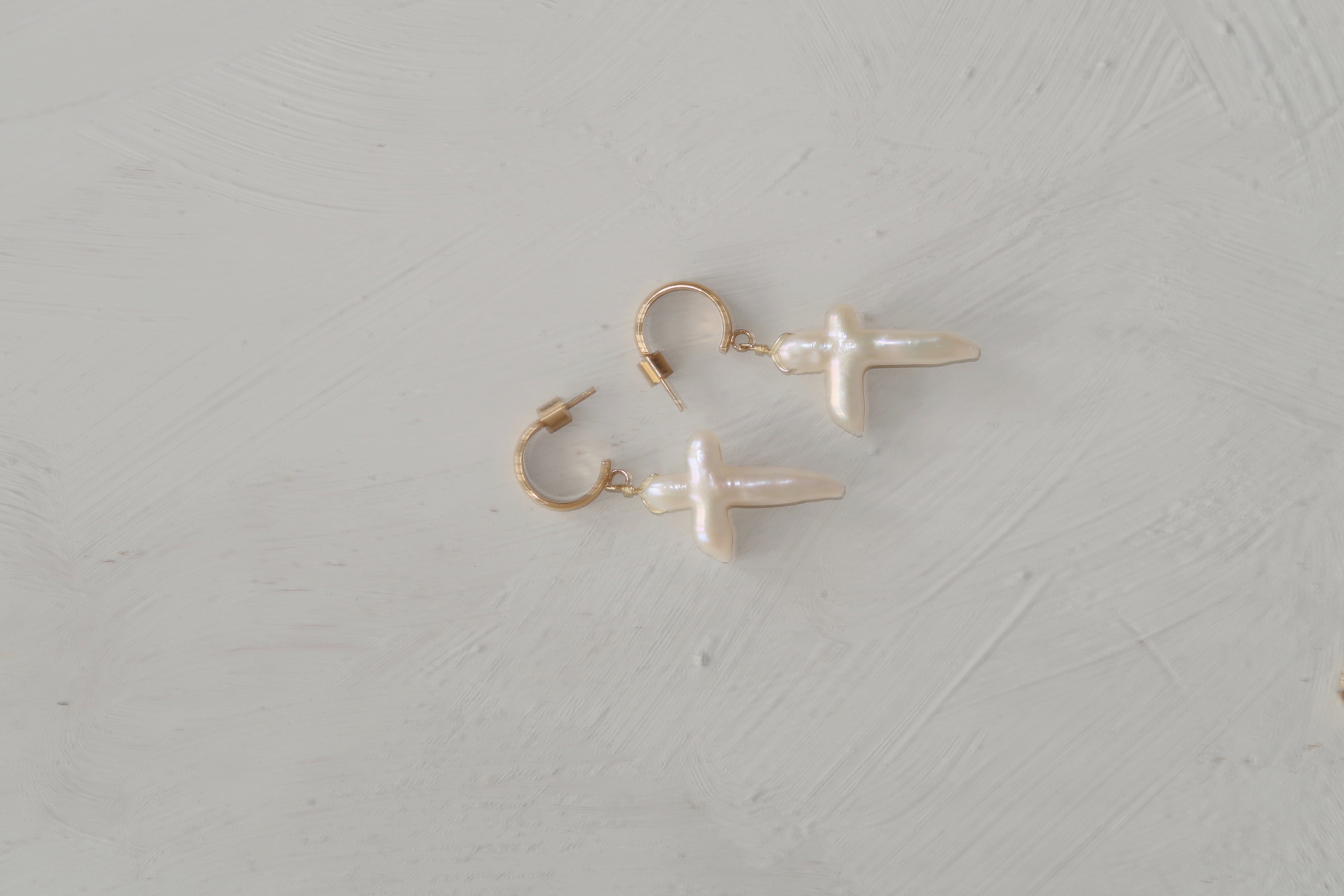 Pearl Cross Earrings