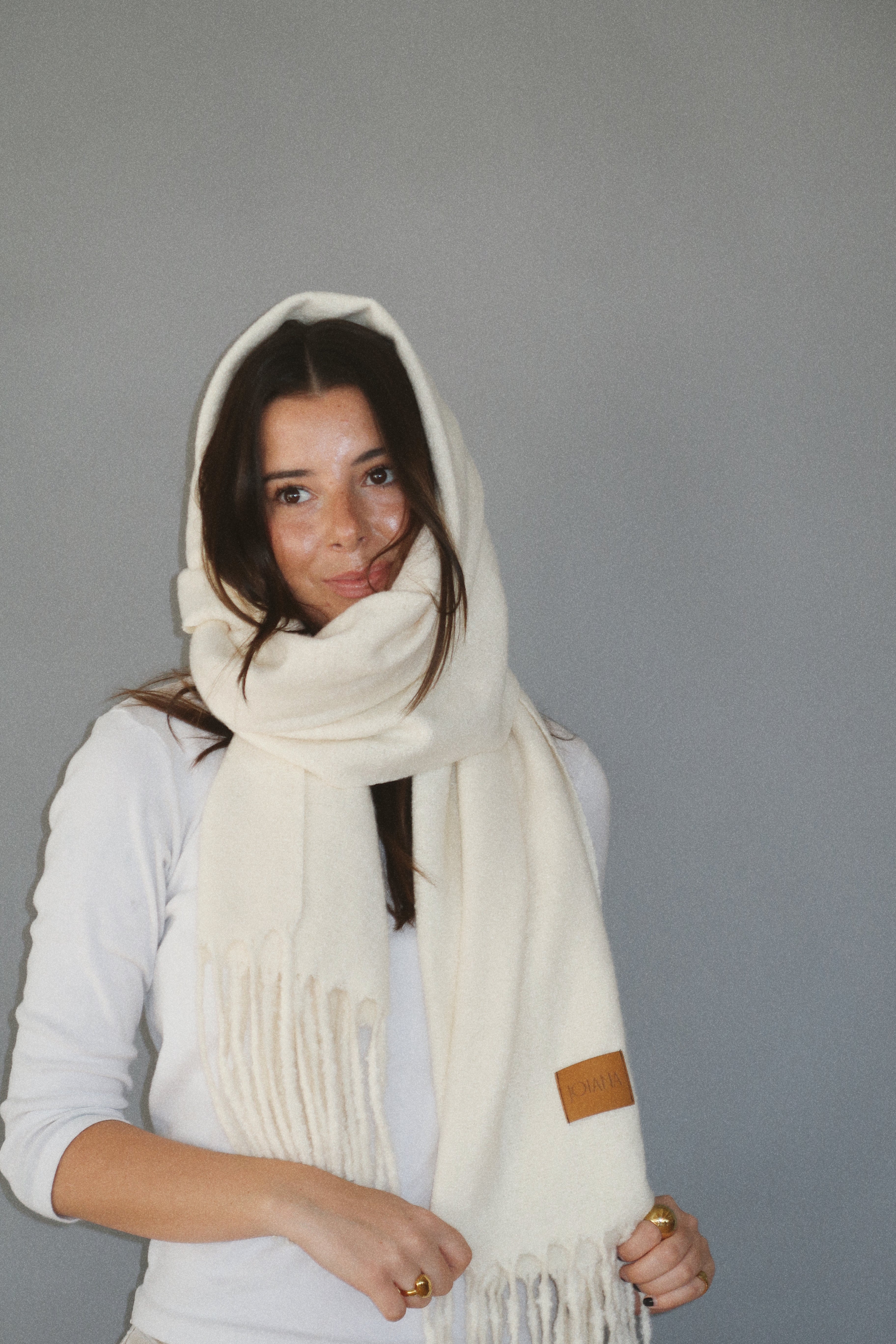 Cream Sweater Scarf