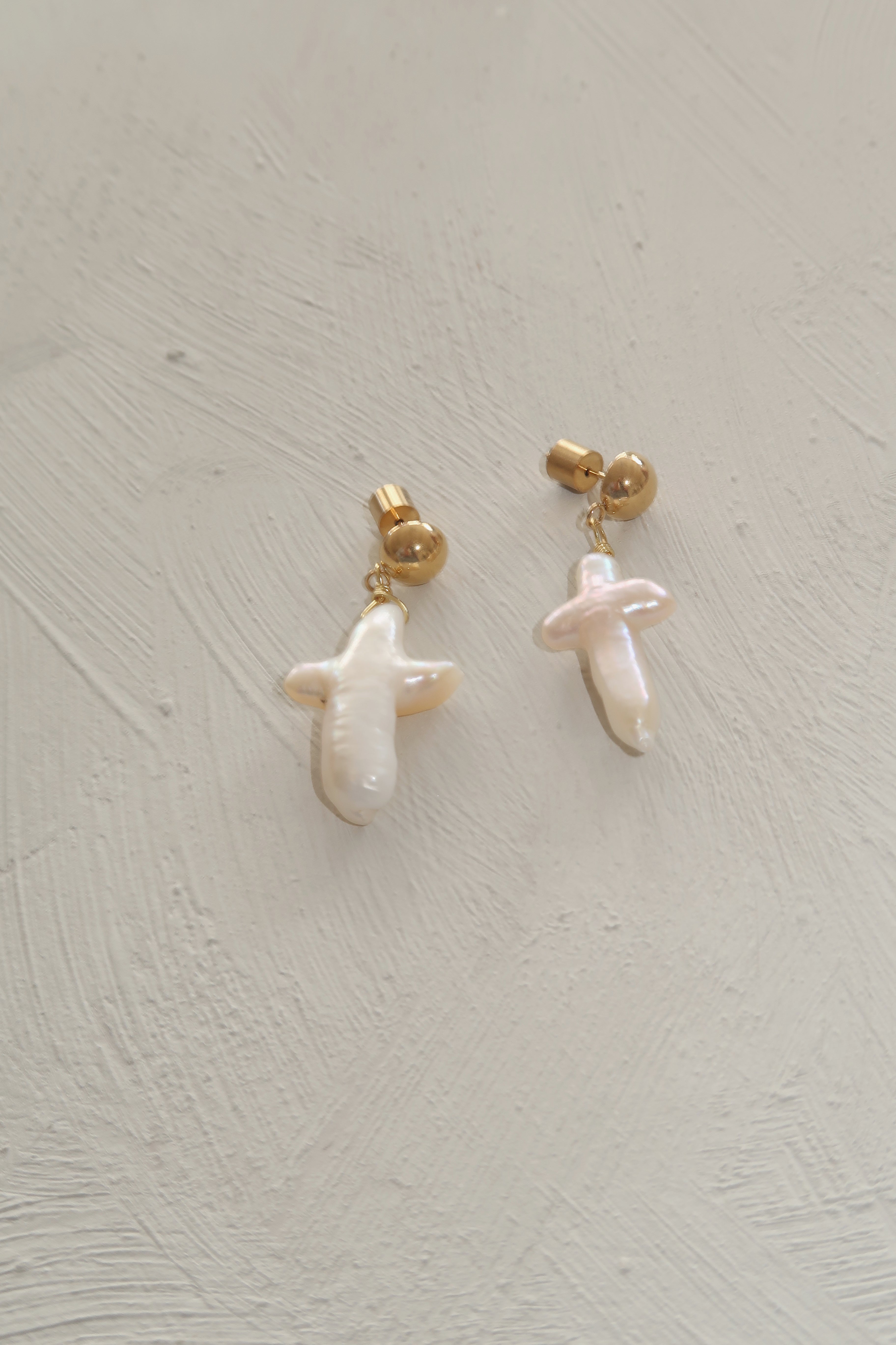 Pearl Cross Earrings